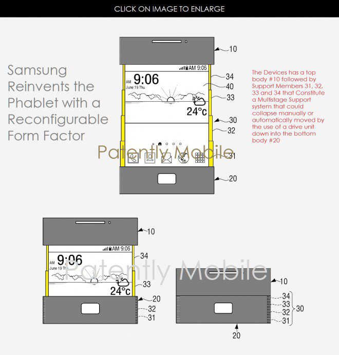 brevetto smartphone Samsung retrattile