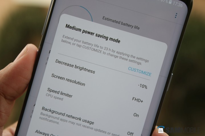 Galaxy S8 modalità risparmio energetico